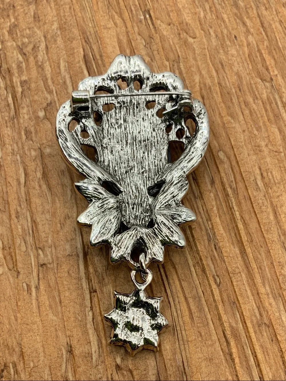 Vintage Inspired Dark Grey Hematite Crystal Cameo Brooch
